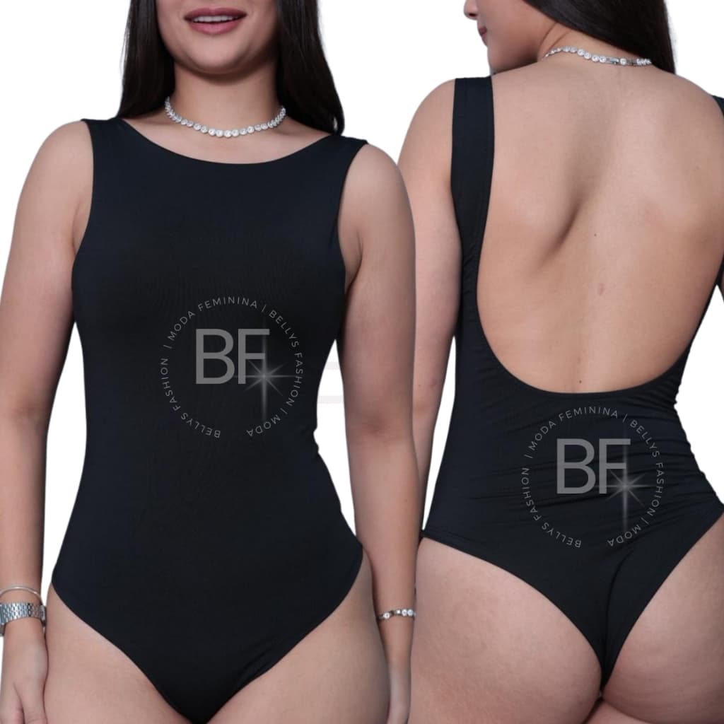 Body Blusa Costa Nua Básico Feminino Alça Gola Redonda