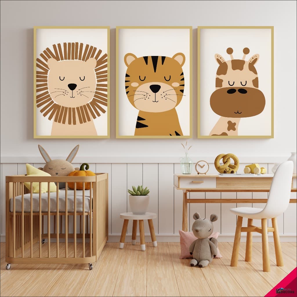 quadro decorativo safari baby infantil decoração quarto sala hall