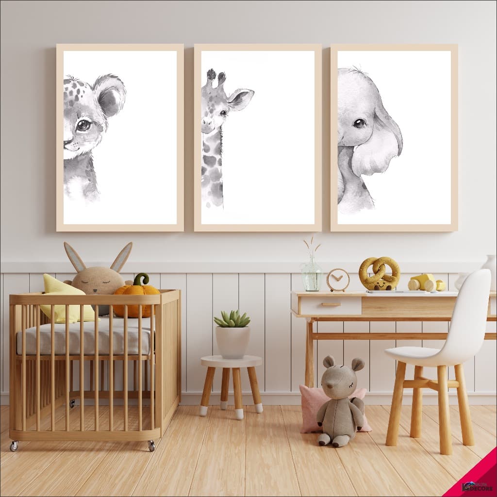 quadro decorativo safari baby infantil decoração quarto sala hall