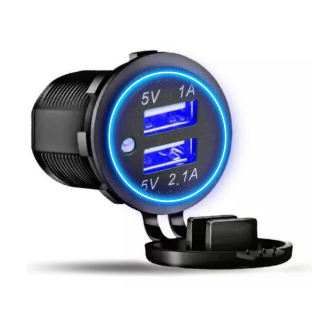 Tomada Carregador Usb 12v/24v Veicular 2 Saídas 1.0a E 2.1a Carro Moto Lancha Barco Lelong 6821