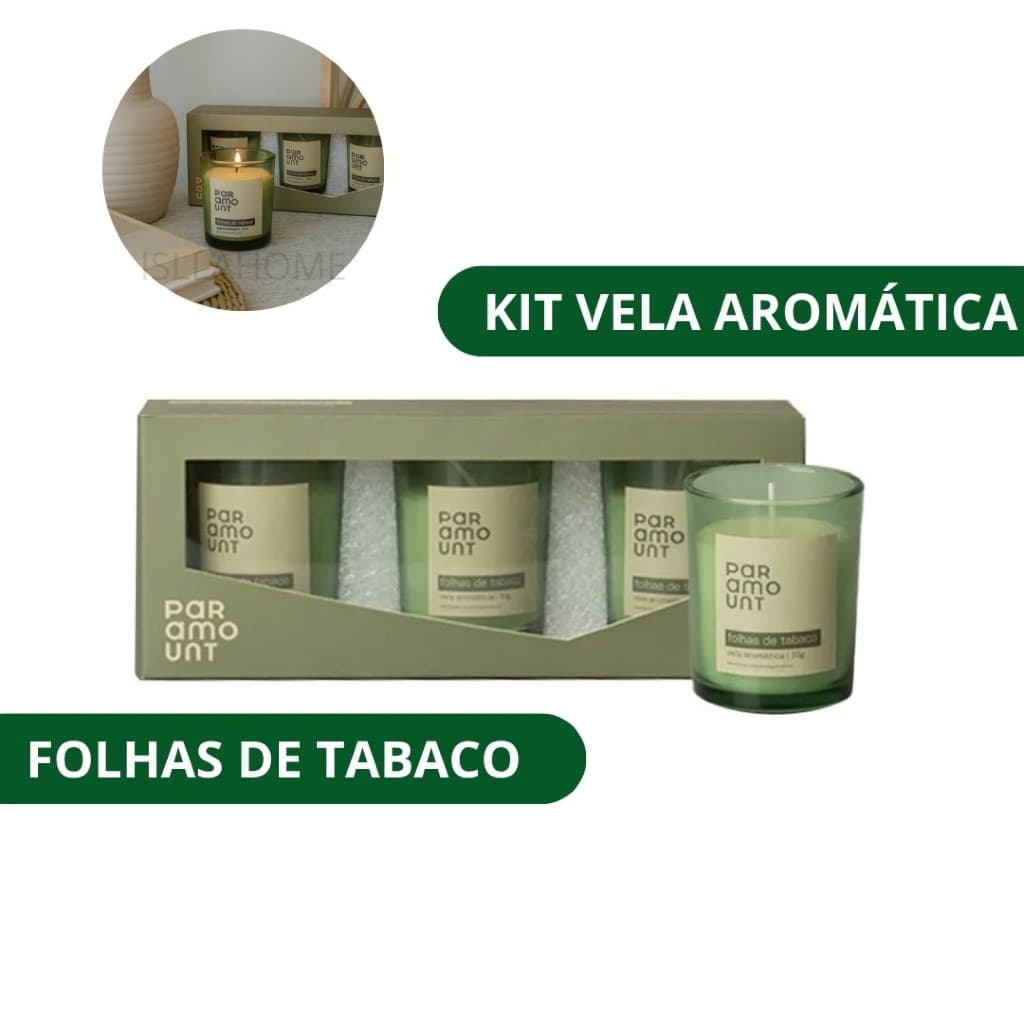 Kit 3 Velas Perfumadas Aromáticas Cor Verde Premium