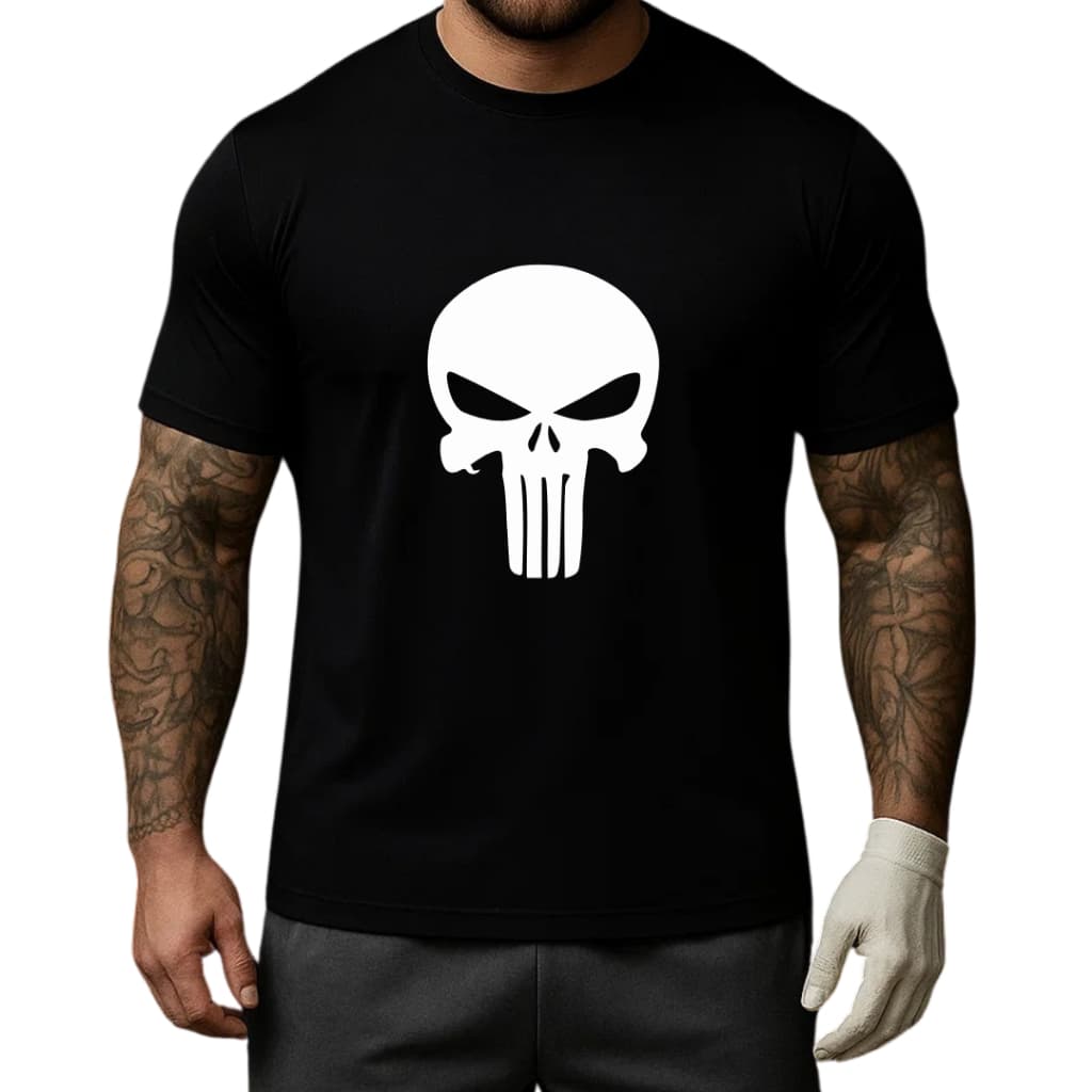 Camiseta de Academia Masculina Estampada Dry Fit Lisa Casual Treino Caveira Aranha Cobra Meme Los Angeles