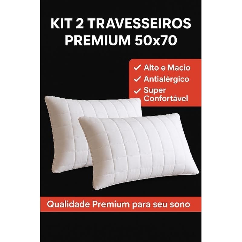 Kit 2 Travesseiros 50x70 Premium | Conforto e Qualidade por R39,99