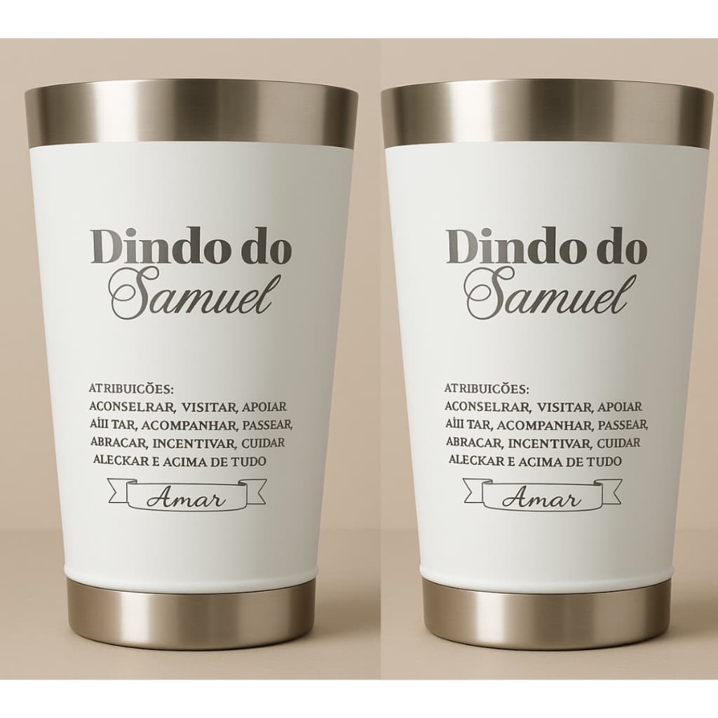 kit 2 copo térmico convite PADRINHO MADRINHA DINDA E DINDO personalizado Com Nomes