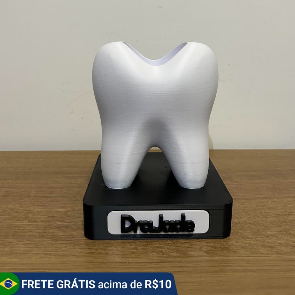 Suporte de Canetas / Escovas em Forma de Dente Personalizado Com Seu Nome
