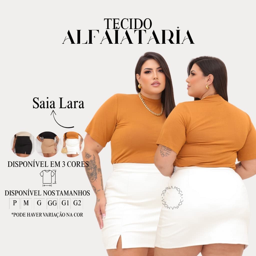 Mini Saia Alfaiataria Feminina Fenda Frontal Plus Size - Lara