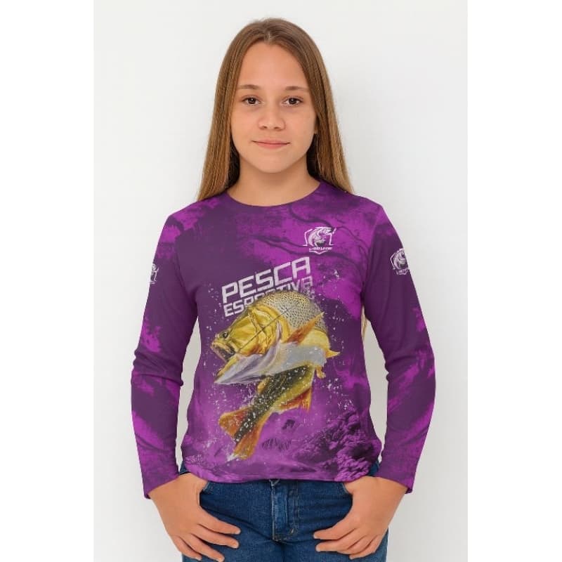 Camisa Infantil Pesca Peixe Dourado Camiseta Proteção Uv50 Pescaria Camiseta pesca com Seu nome Tal Pai Tal Filha