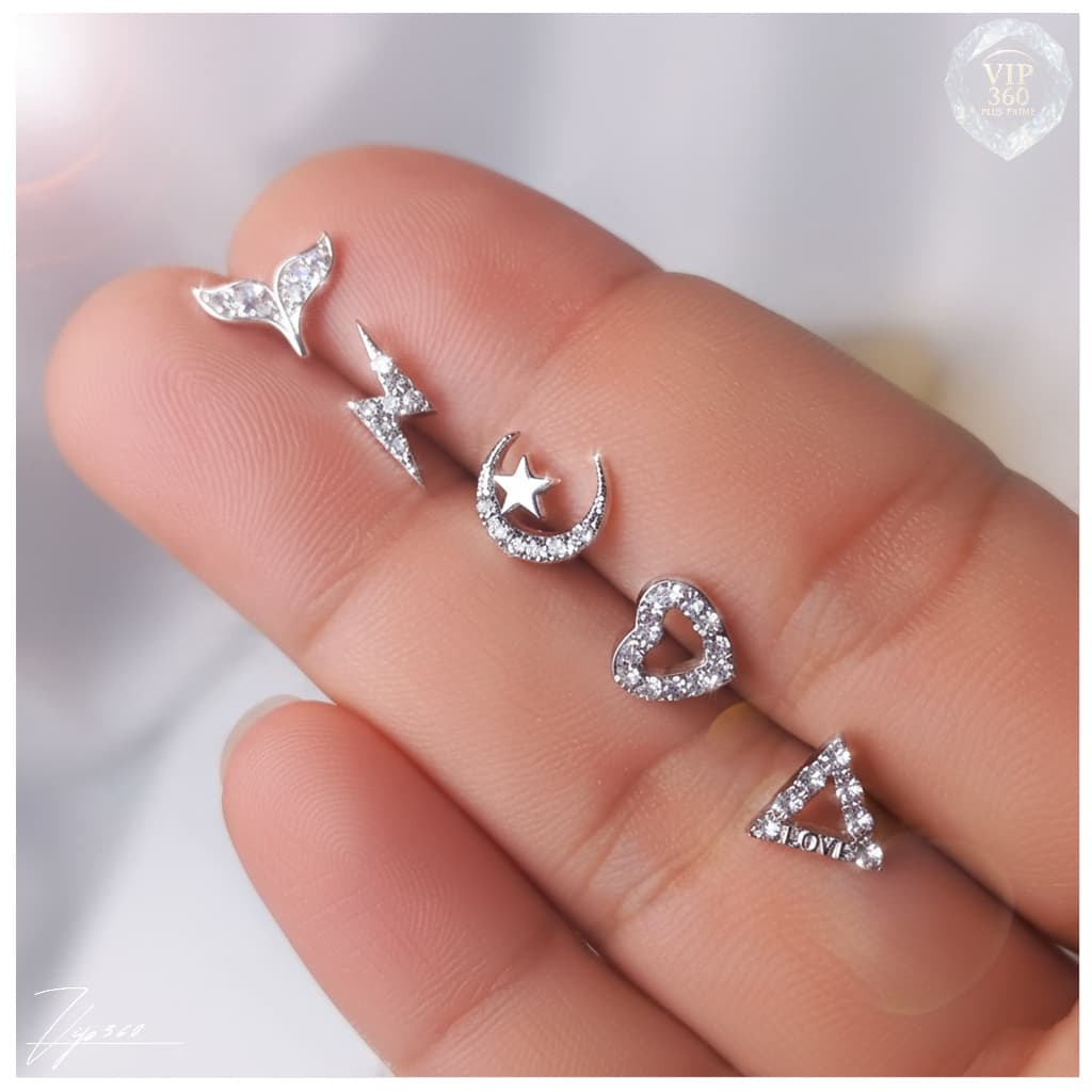 Brincos de Silicone  Feminino Antialérgico Pequeno e Delicado com Strass Brilhante