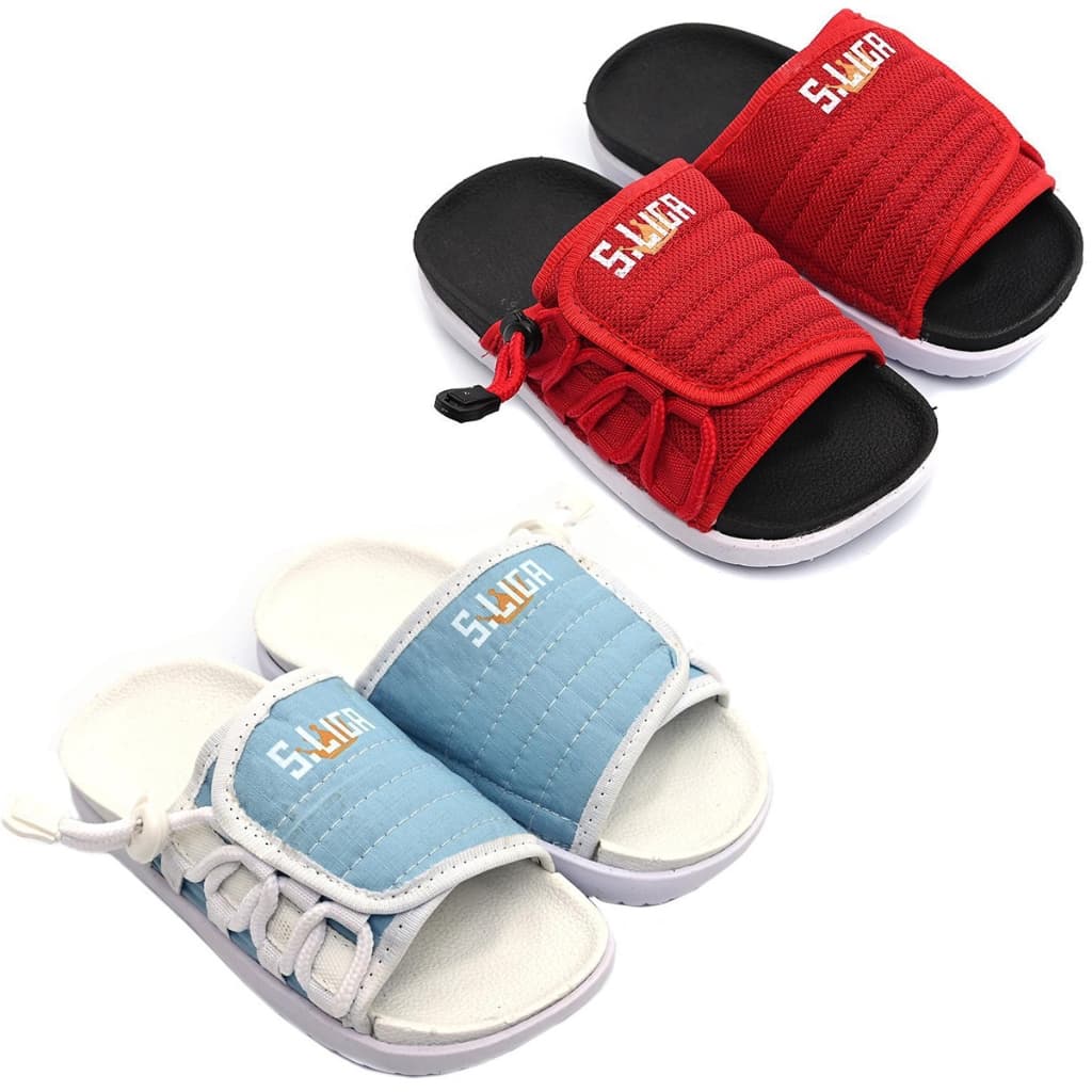 Kit Com 02 Pares de Chinelo Infantil Slide Asuna 2.0 Menino Antiderrapante – Moda Verão
