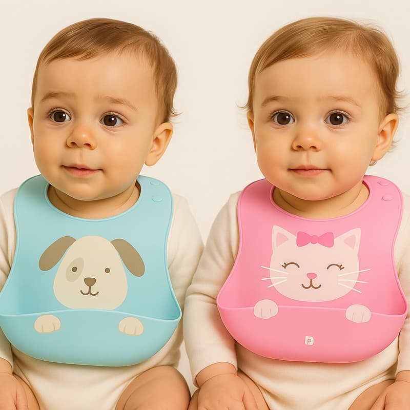 Babador Infantil De Silicone Ajustável Impermeável Pimpolho