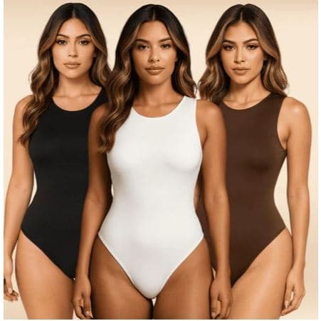 Kit 3 Body Feminino Regata Gola Redonda Forro Premium Em Suplex