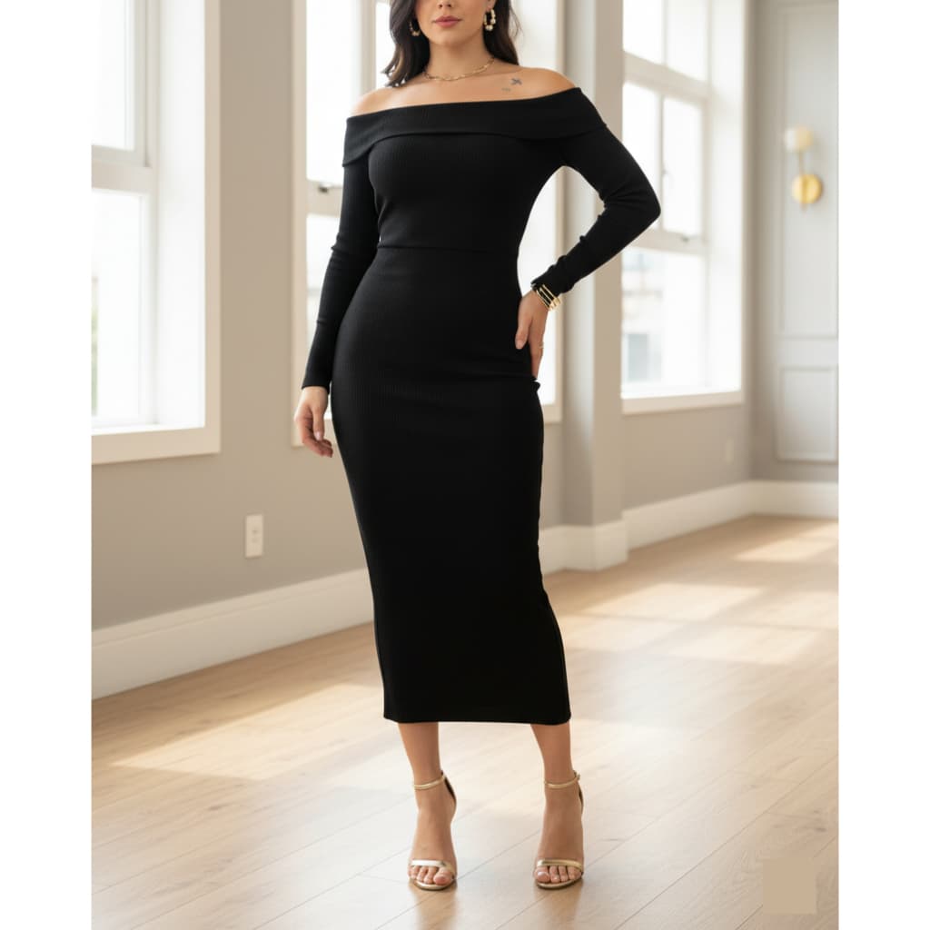 2 Vestidos longo manga longa canelado feminino otima qualidade elegante costas nuas varias cores