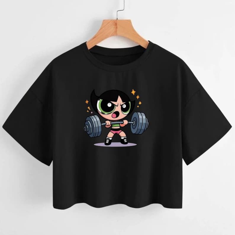 Cropped Feminino Camiseta Feminina Powerpuff Girls Academia