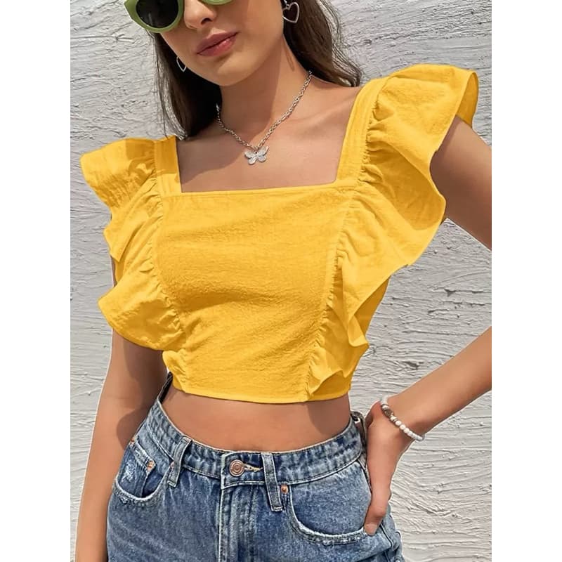 Desapego Blusa Feminina Cropped Babado
