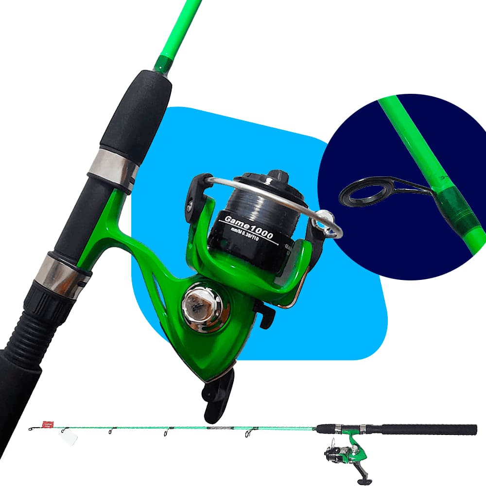 Conjunto de Pesca Completo -  Vara + Molinete + Linha Suporta até 1kg
