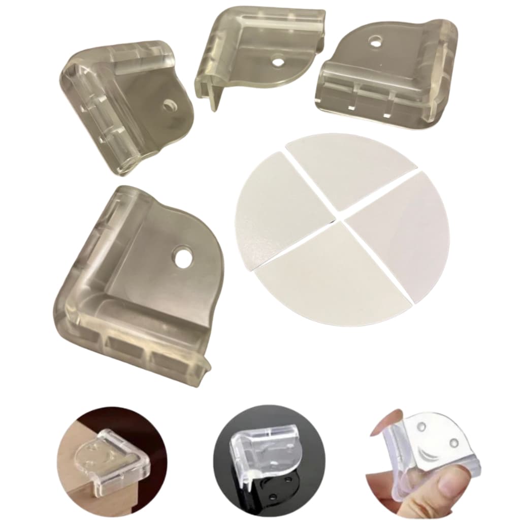 Protetor De Quina De Mesa Kit 4 Unidades De Silicone Com Adesivo De Fixação Canto Borda Protetor