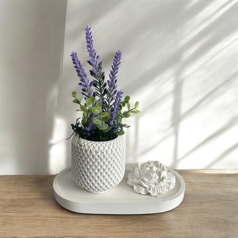 decoração luxo minimalista vaso lavanda + bandeja e peônia + aroma elegante casa sala