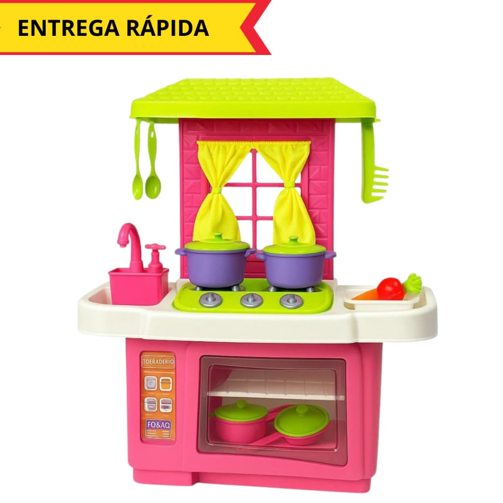 Kit Cozinha Infantil Completo Brinquedo Forno Fogão Pia Acessórios Educativo Colorido