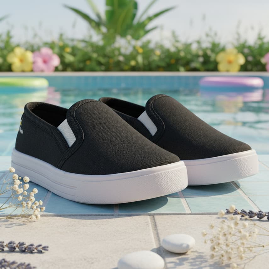 Tênis Iate Calce Fácil Slip On Infantil Confortável Escolar Menino e Menina Preto