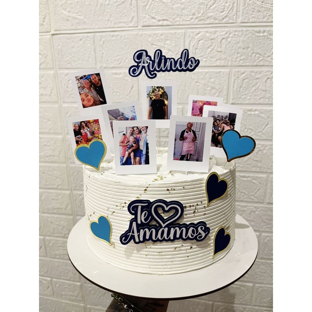 TOPO MASCULINO COM FOTO TE AMAMOS AZUL – Personalizado com Nome e Idade – Festa Infantil