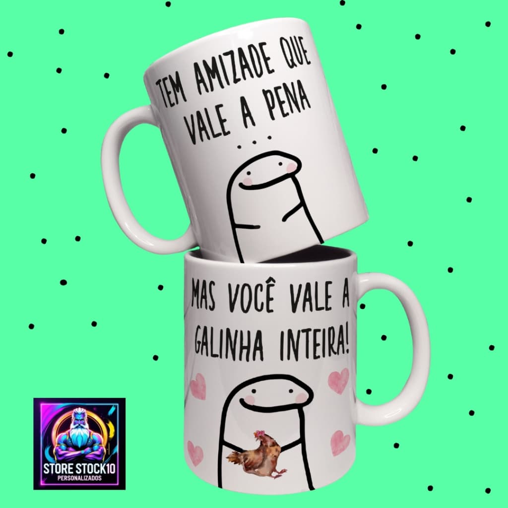 Caneca De Porcelana ou Polímero 325Ml Personalizada Frase Tem Amizade Que Vale a Pena Mas Você Vale