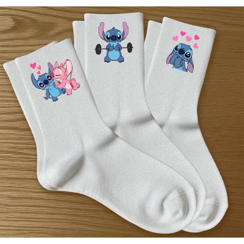 kit 3 Meias Stitch Algodão Estampada Esportiva Academia Confortável