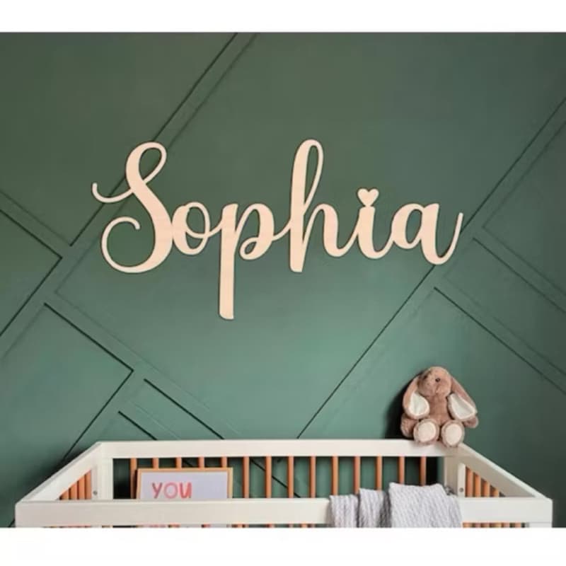 Aplique De Parede Em Mdf Cru Nome Personalizado 40 cm  Decoração