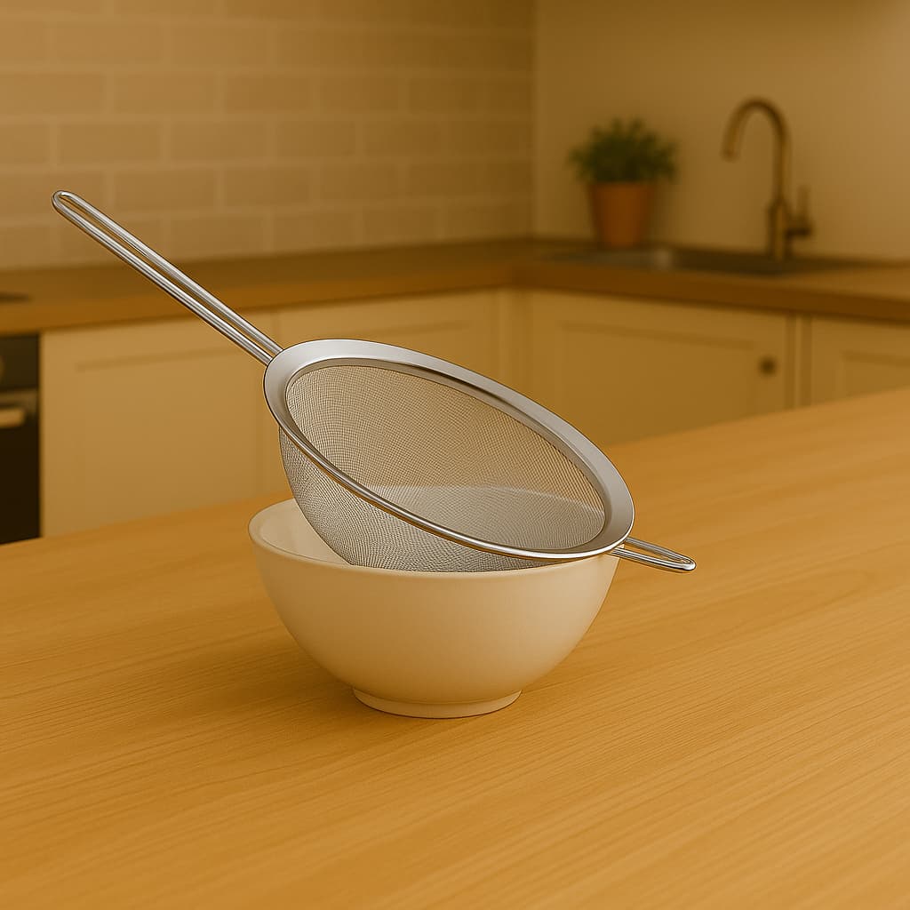 peneira de cozinha 16cm - aço inox ideal para preparos dia a dia