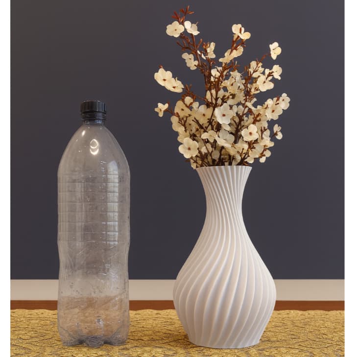 Vaso Grande de 25cm Decorativo Luxo Branco em Espiral - Decoração Gigante
