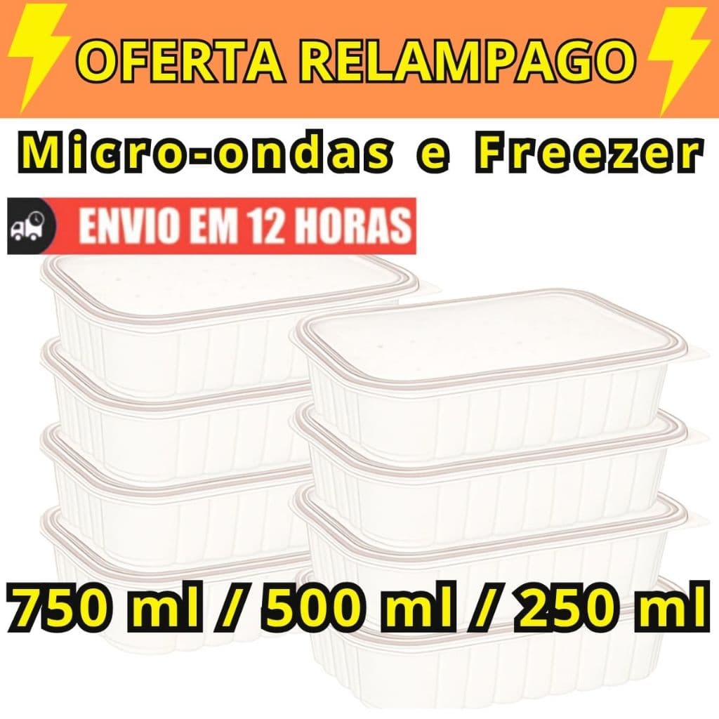 144/72 Potes de Marmita para Microondas e Freezer Descartável - Caixa Fechada Atacado