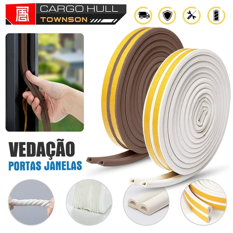 Fita Veda Frestas 6mt Com Adesivo Portas Janelas Portões Anti Ruido Insetos 9mm x 6m