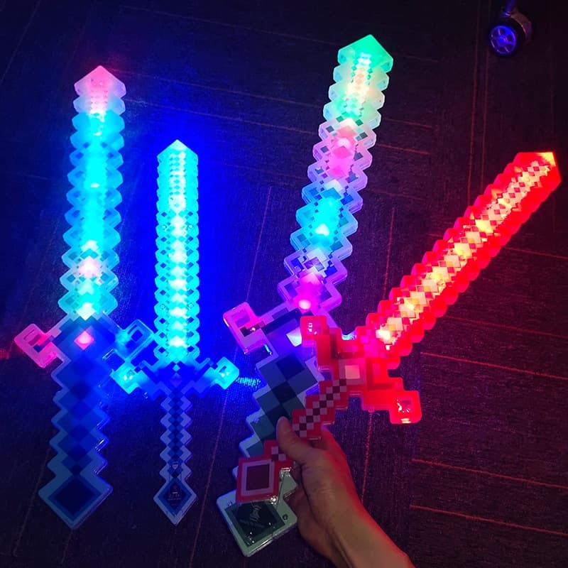 Presentes infantis Espada De Brinquedo Com Som E Luz Diamante Ninja De Blocos minecraft Adereços
