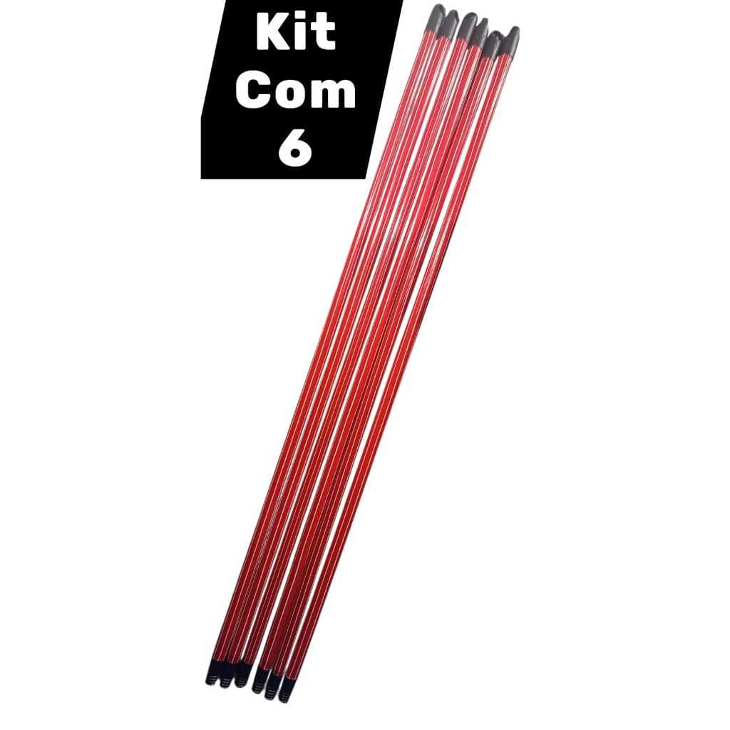 Kit 6 cabo de vassouras e rodo 1.20 cm listrado