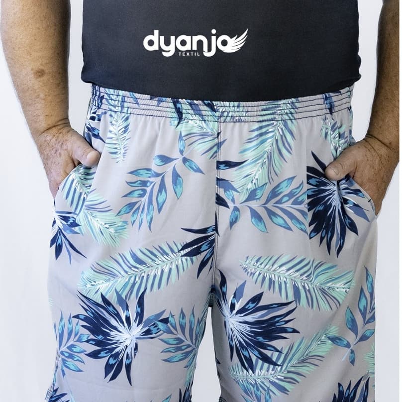 BERMUDA PLUS SIZE COM ELASTANO ESTAMPADA SHORTS NYLON DE BANHO MODA PRAIA MASCULINA VERÃO DYANJO