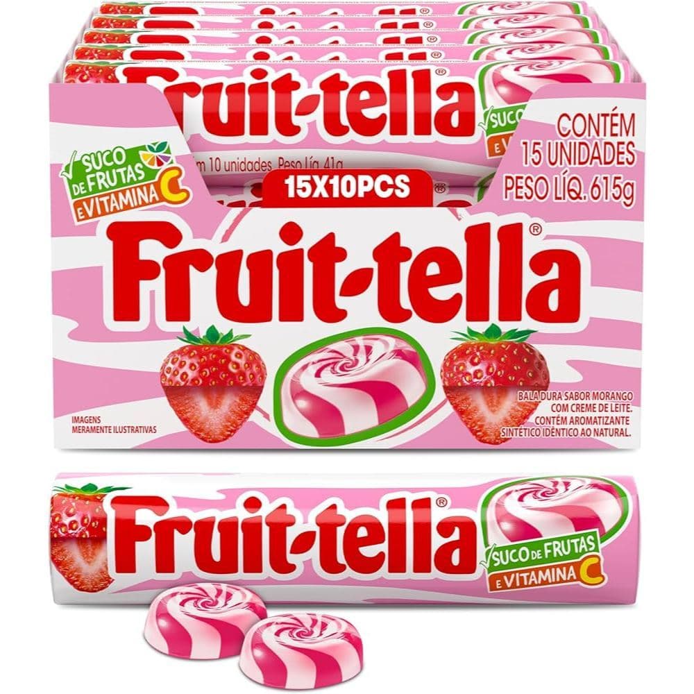 Bala Dura Fruittella Swirl Morango Com Creme De Leite 41g 15 Unidades