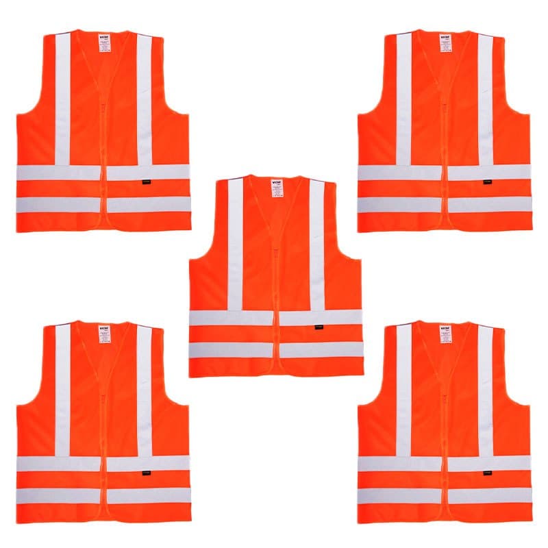 Colete Refletivo Laranja Kit 5 Unidades Vicsa Segurança Alta Visibilidade Sem Bolso Profissional