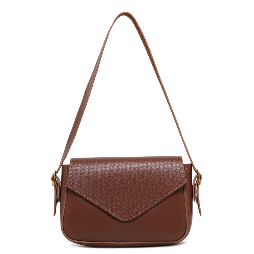 Bolsa Feminina Baguete Clássica e Sofisticada Triângulo Trançada Blogueira De Ombro