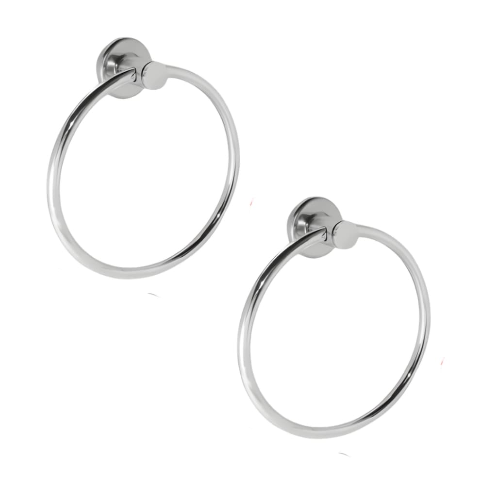 Kit Acessórios 2 Porta Toalha Rosto Banheiro Argola Inox Cromado