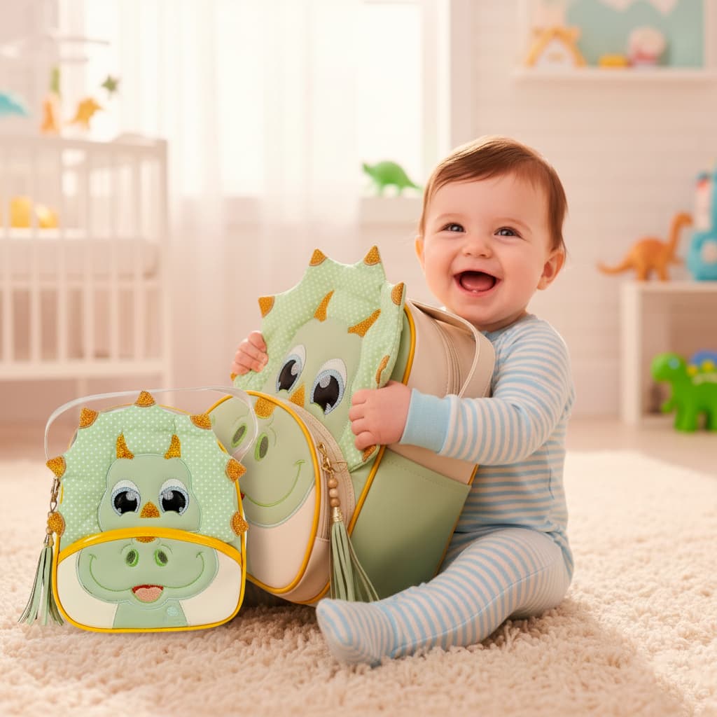 Kit Mochila Infantil Dino ou Lancheira Infantil Dino (Escolha o Modelo)