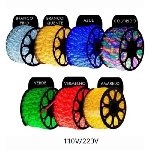Mangueira Led Redonda 50m 11mm Com 8 Funções Decoração Externo Natal 110v/220v Com Conector
