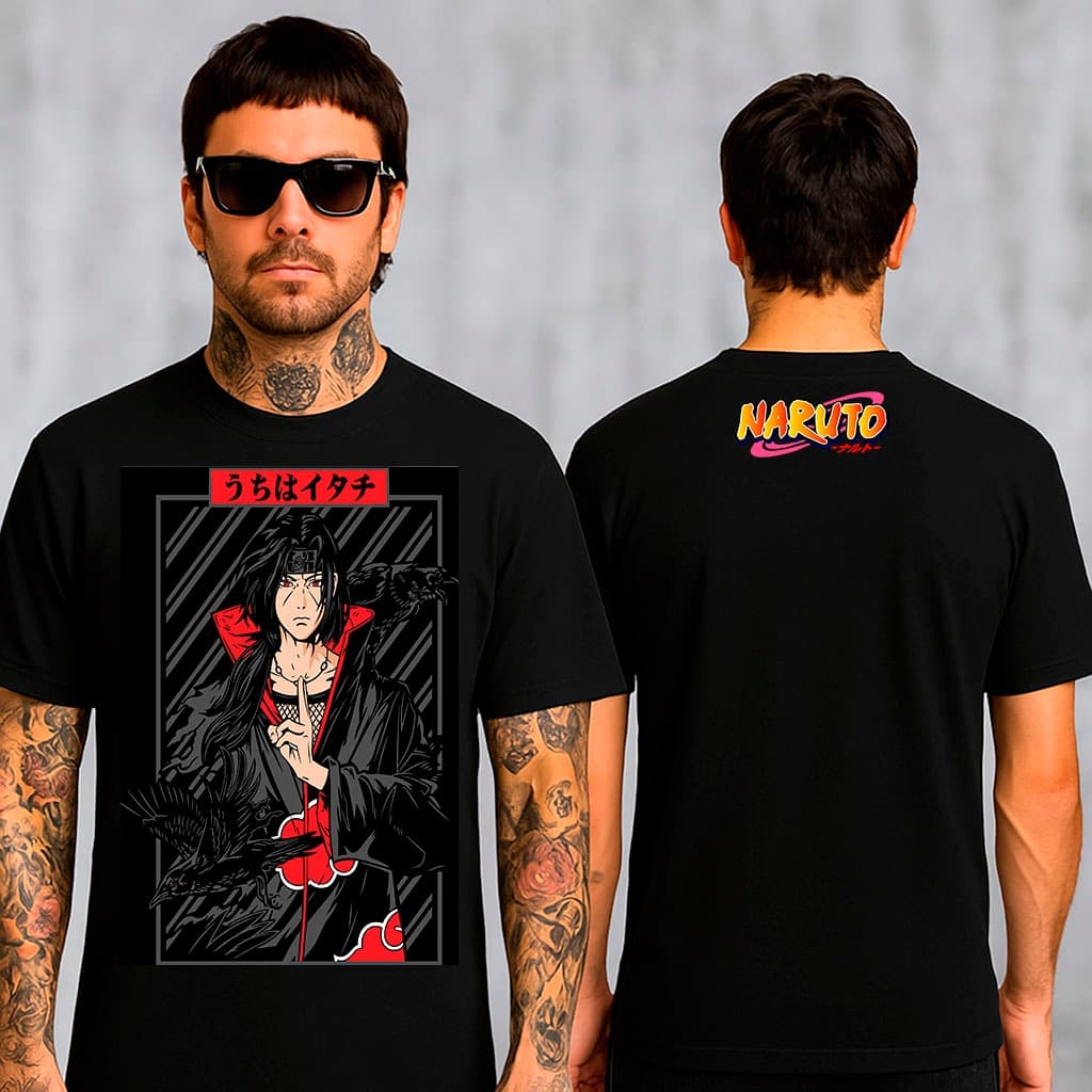 Camiseta Estampada Anime Naruto Uchiha Itachi Genjutsu Estampa Não Desbota - Envio Rapido