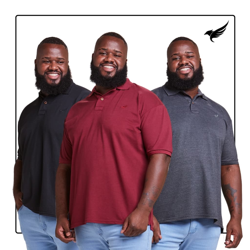 Kit 3 Camisa Polo Plus Size Extra Grande Masculina