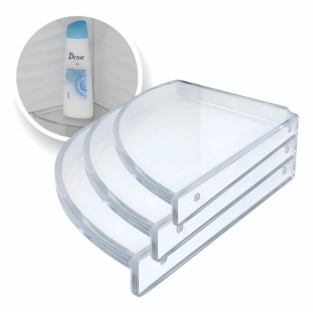 kit 3 Prateleira De Canto Acrílico Organizador Para Banheiro Box