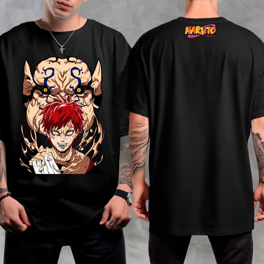Camiseta Estampada Anime Naruto jinchuuriki Gaara Da Areia Estampa Não Desbota - Envio Rapido