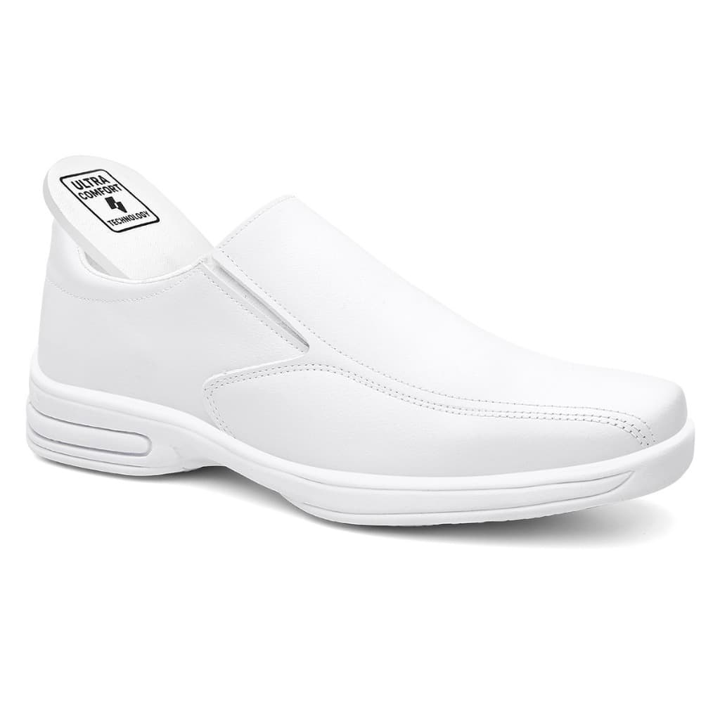 Sapato Social Masculino Casual Tenis Branco Enfermagem Slip On Calce Facil