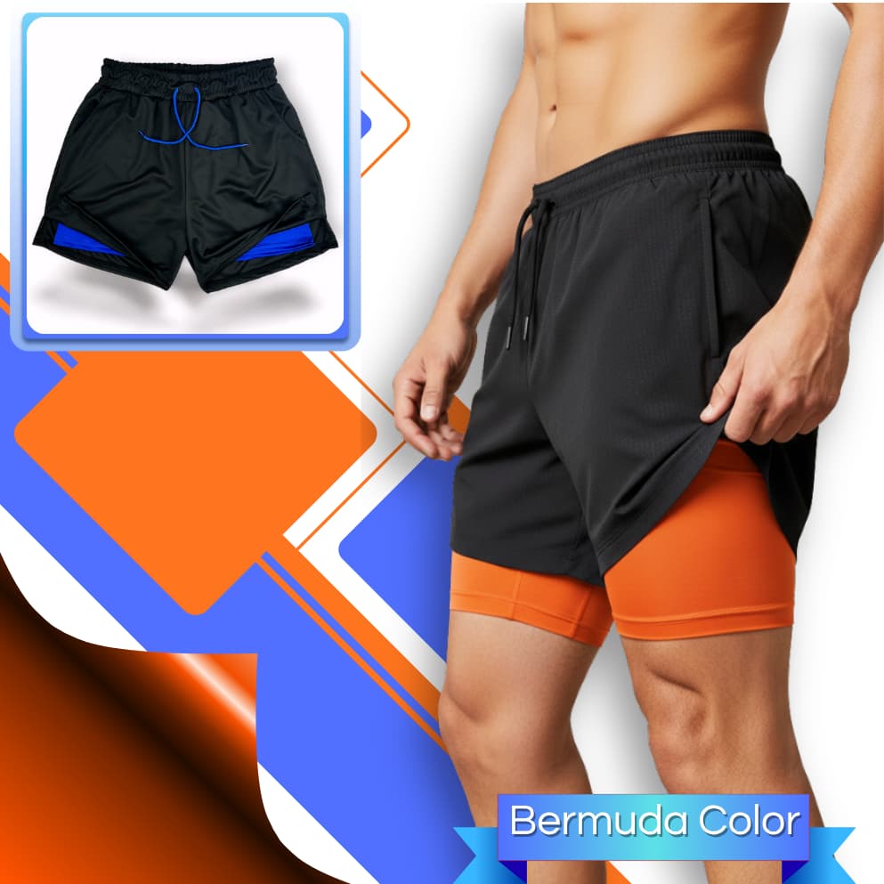 Kit 3 Bermudas Masculinas 2 em 1 – Conforto, Estilo e Performance