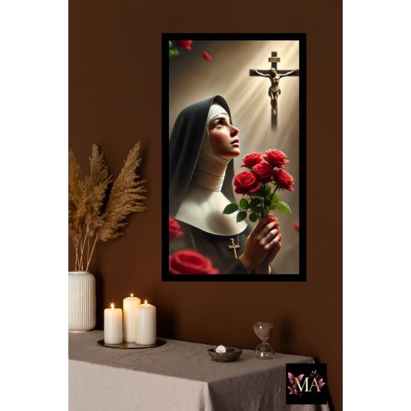 Quadros Decorativos Santa Rita de Cássia Religioso Para Sala Quarto Escritório Decoração MDF
