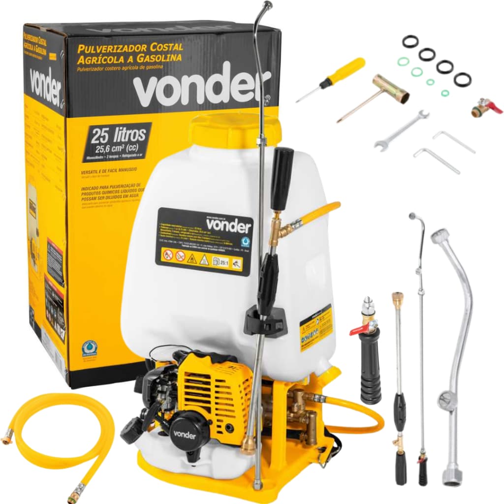 Pulverizador Costal Vonder 25L Gasolina Motor 25.6cc 1.9hp Alta Vazão 8L/min