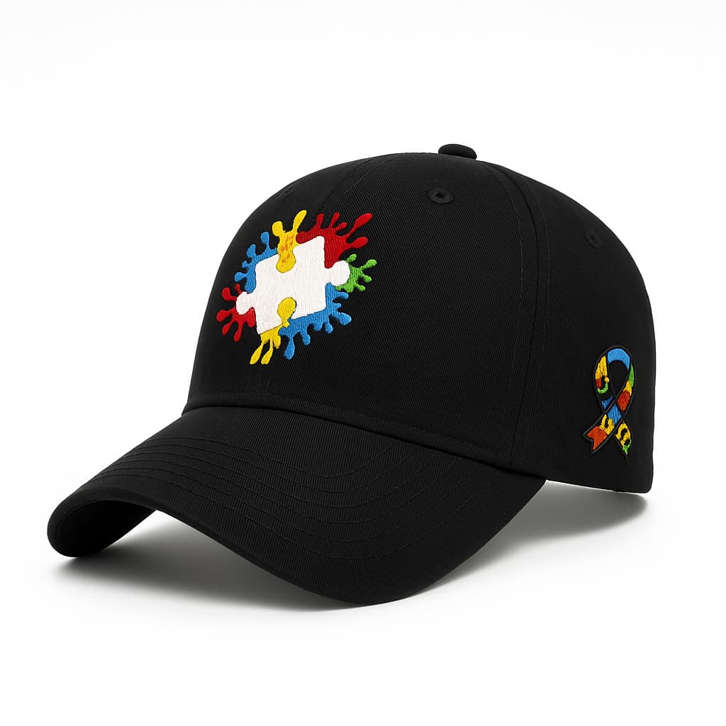 Boné Aba Curva Conscientização do Autismo Unissex Heart - Modelo Dad Hat