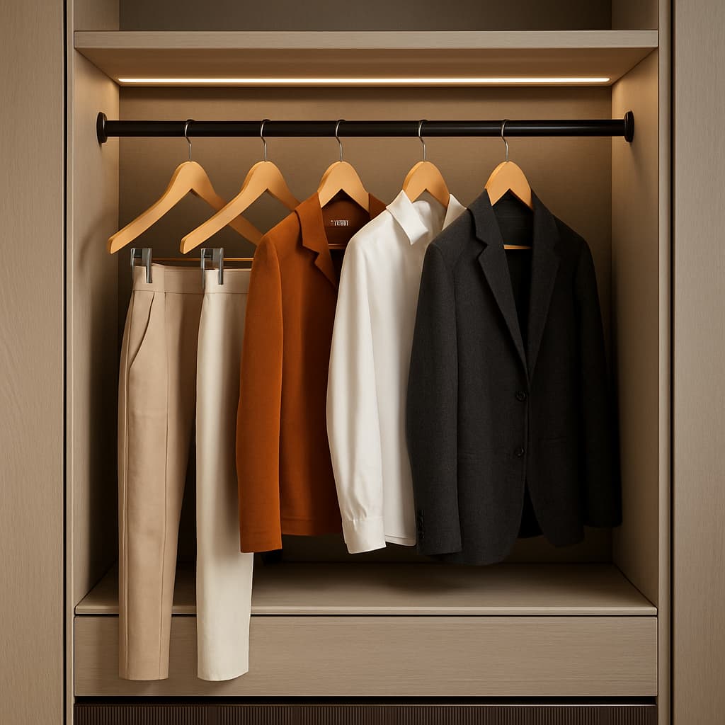 kit com 3 cabide de madeira - verniz elegante camisa, camiseta, blusa, calça, short